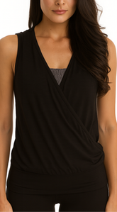 Drop Needle Drape Top - Black